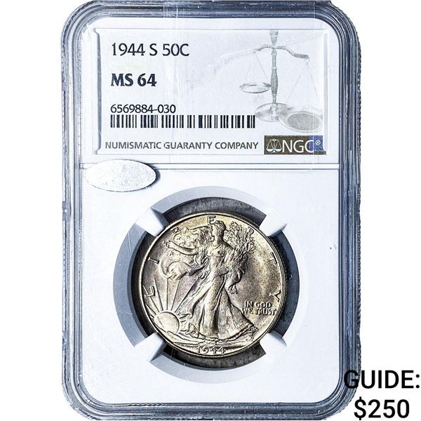 1944-S Walking Liberty Half Dollar NGC MS64