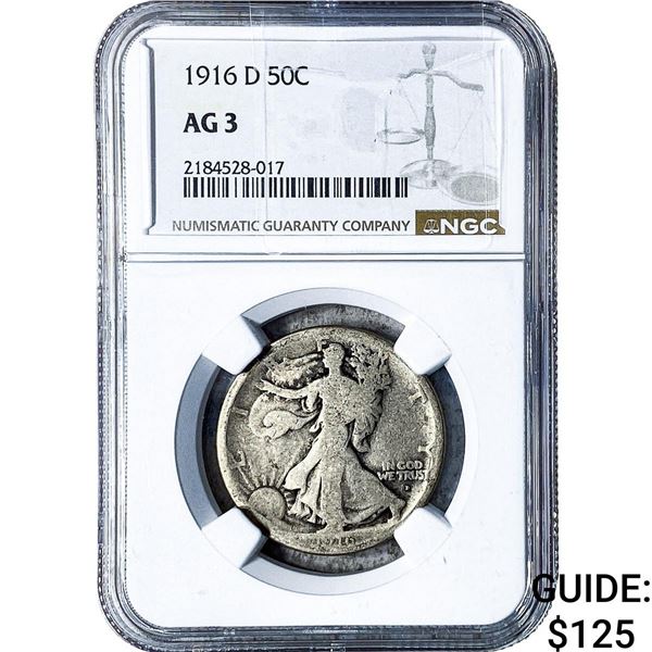 1916-D Walking Liberty Half Dollar NGC AG3