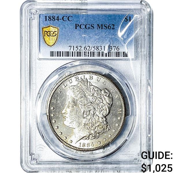 1884-CC Morgan Silver Dollar PCGS MS62