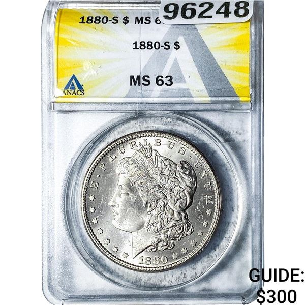 1880-S Morgan Silver Dollar ANACS MS63