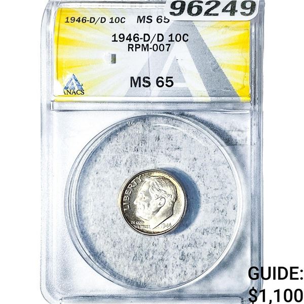 1946-D/D Roosevelt Dime ANACS MS65