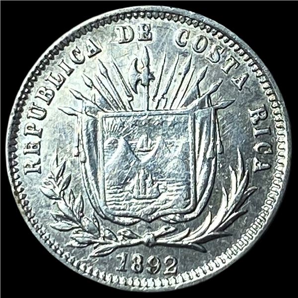 1892 Coasta Rica Silver 5 Centavos