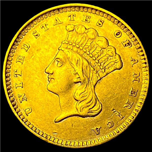 1857 Gold $1 Indian Head Type 3 CHOICE AU