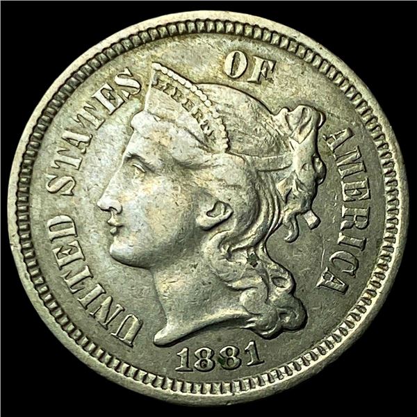 1881 Nickel Three-Cent Piece CLOSELY  UNCIRCULATED