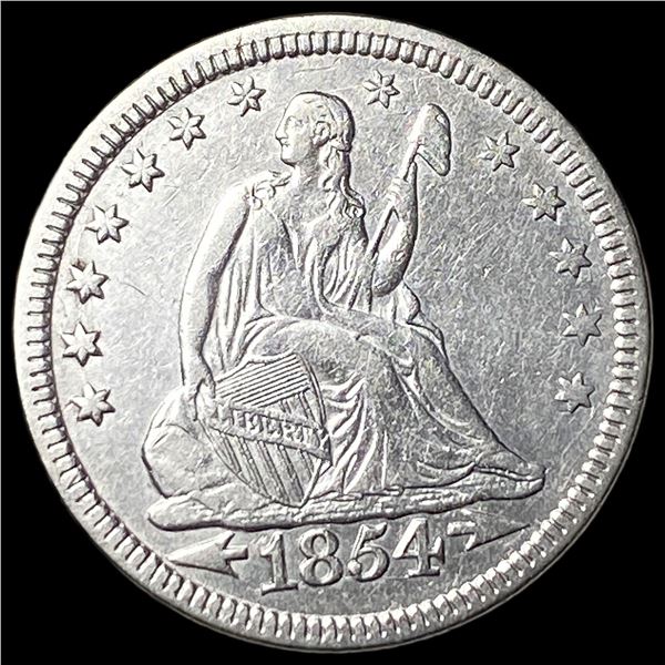 1854 Seated Liberty Quarter NEARLY UNCIRCULATED