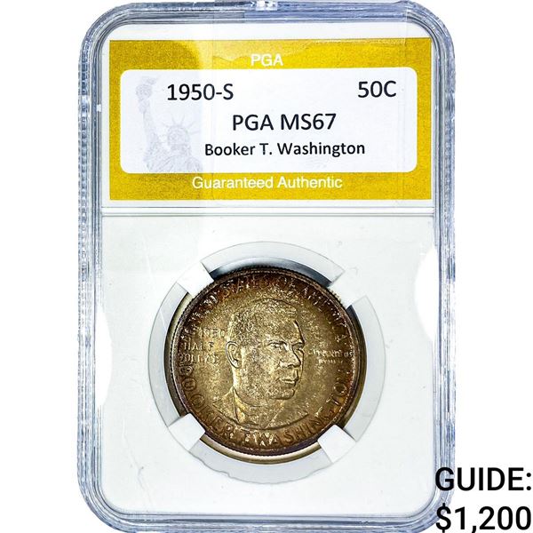 1950-S Booker T Half Dollar PGA MS67