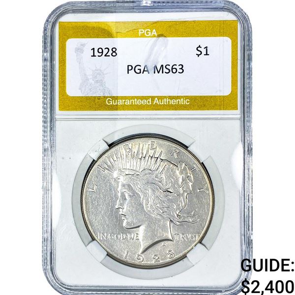 1928 Silver Peace Dollar PGA MS63