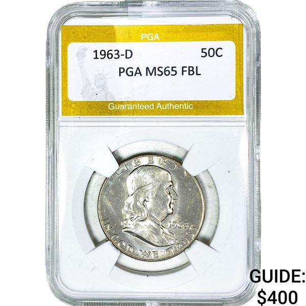 1963-D Franklin Half Dollar PGA MS65 FBL