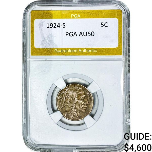 1924-S Buffalo Nickel PGA AU50