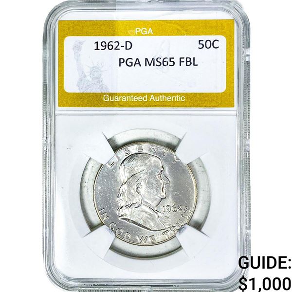 1962-D Franklin Half Dollar PGA MS65 FBL