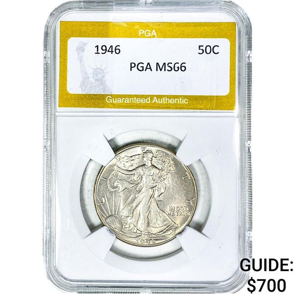 1946 Walking Liberty Half Dollar PGA MS66