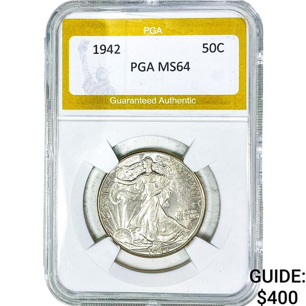 1942 Walking Liberty Half Dollar PGA MS64
