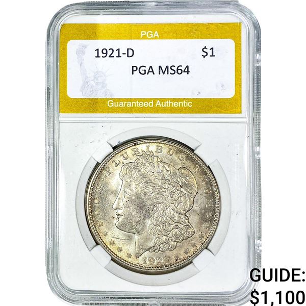 1921-D Morgan Silver Dollar PGA MS64
