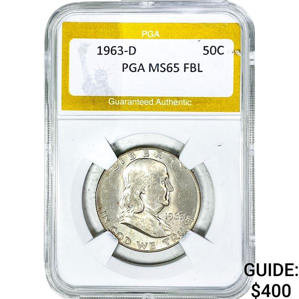 1963-D Franklin Half Dollar PGA MS65 FBL