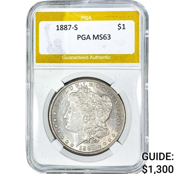 1887-S Morgan Silver Dollar PGA MS63