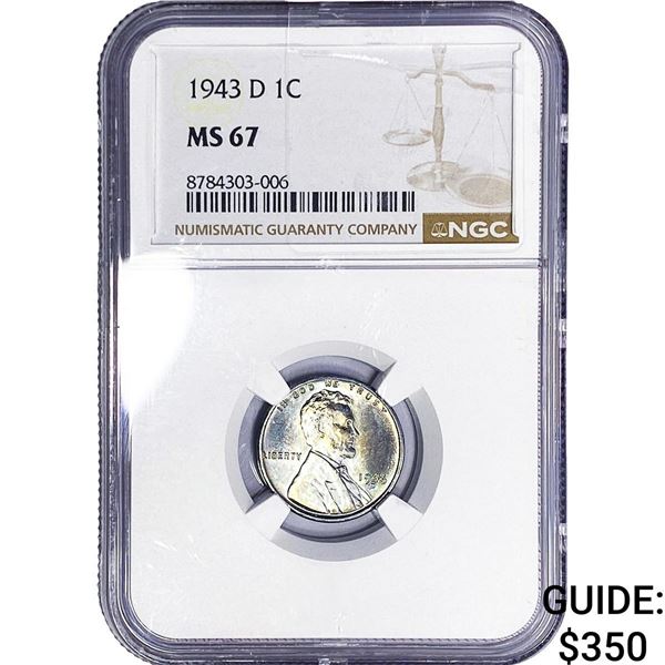 1943-D Wheat Cent NGC MS67