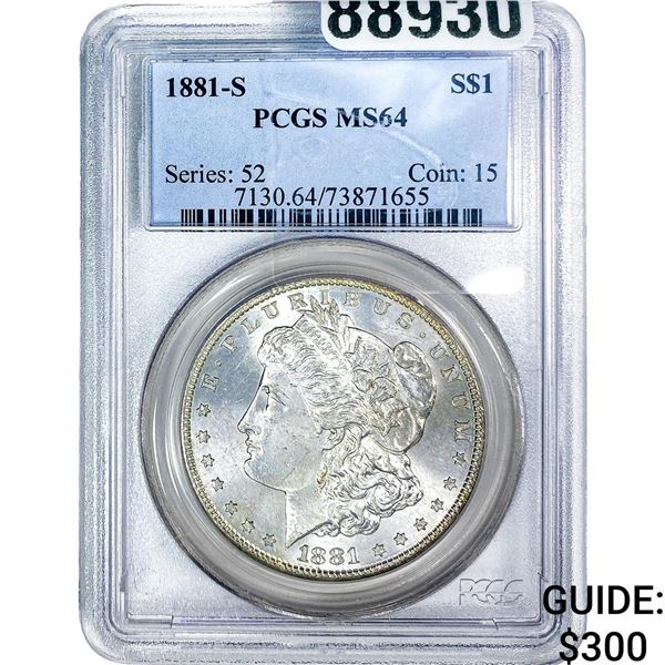 1881-S Morgan Silver Dollar PCGS MS64