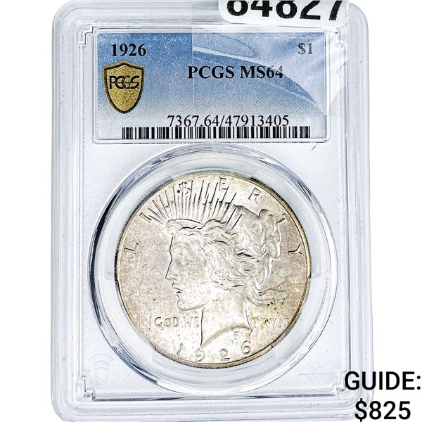 1926 Silver Peace Dollar PCGS MS64