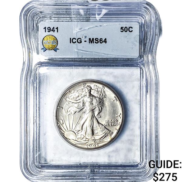 1941 Walking Liberty Half Dollar ICG MS64