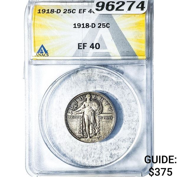 1918-D Standing Liberty Quarter ANACS EF40