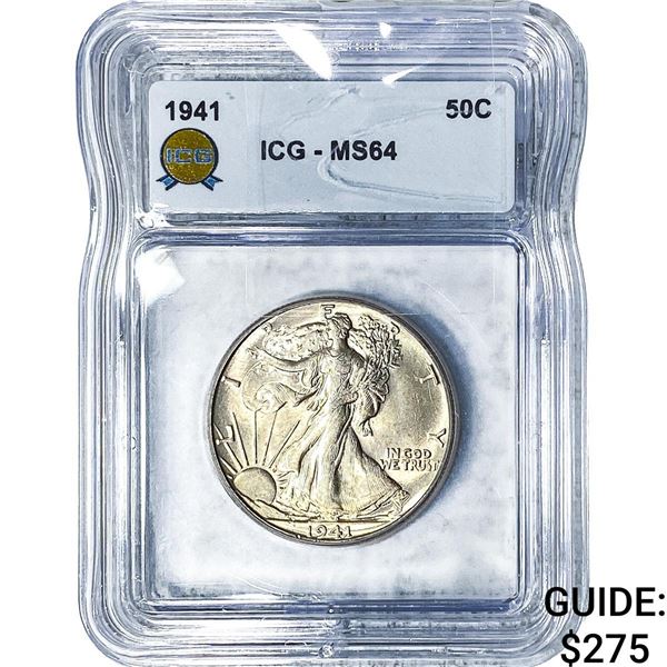 1941 Walking Liberty Half Dollar ICG MS64