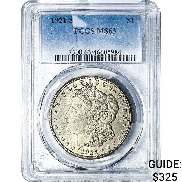1921-S Morgan Silver Dollar PCGS MS63