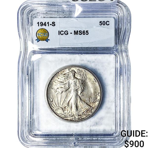1941-S Walking Liberty Half Dollar ICG MS65