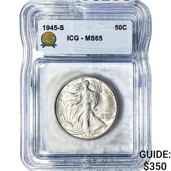 1945-S Walking Liberty Half Dollar ICG MS65