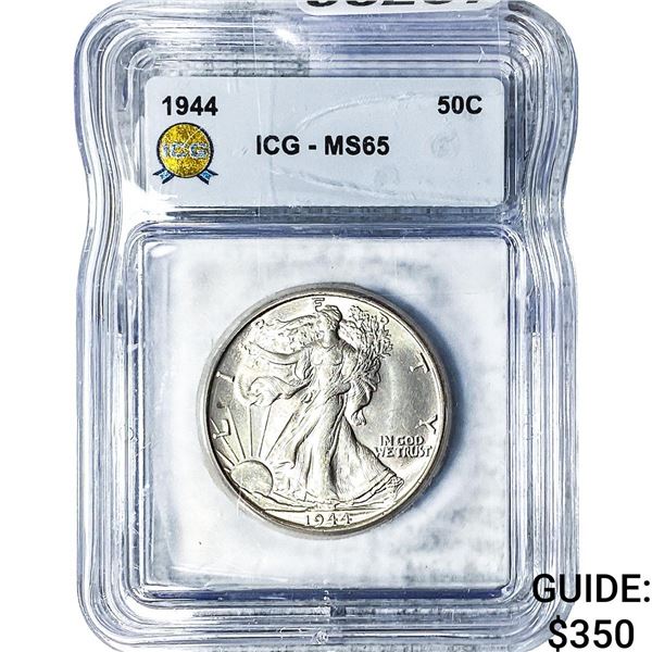 1944 Walking Liberty Half Dollar ICG MS65