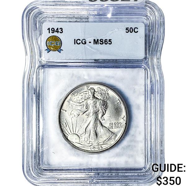 1943 Walking Liberty Half Dollar ICG MS65