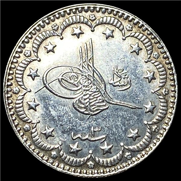 1911 Ottoman Silver 5 Kurush UNCIRCULATED