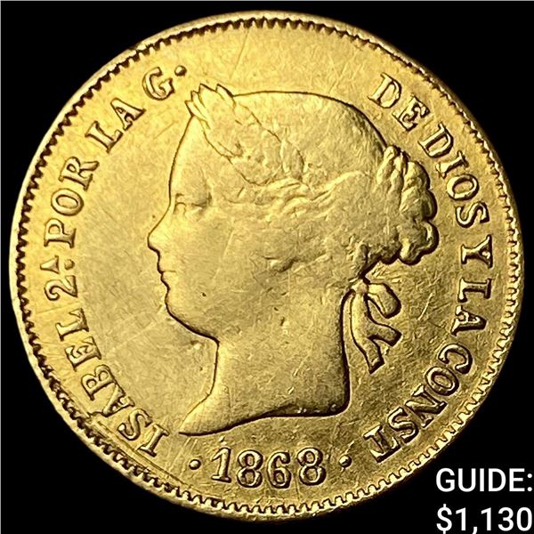 1868 Philippines Gold 1 Peso .0476 AGW