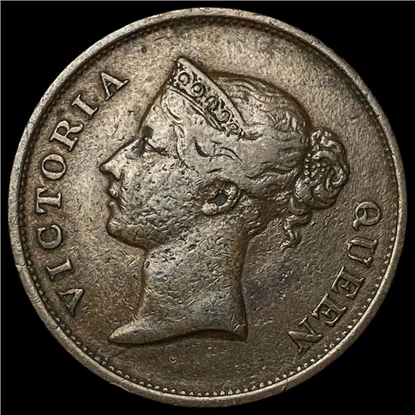 1845 Straits Settlements Silver 1 Cent