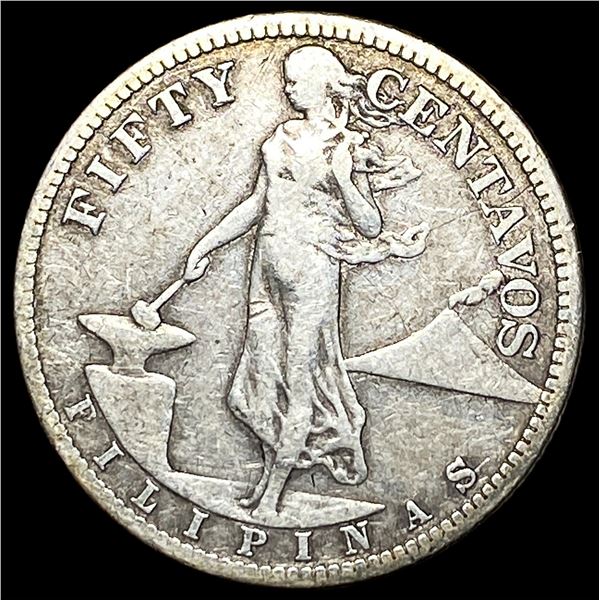 1907S Philippines Silver 50 Centavos