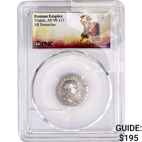 Roman Trajan, AD 98-117 AR Denarius PNC VF