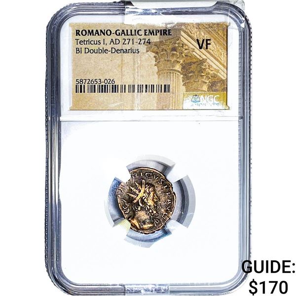 Roman Tetricus I, AD 271-274 BI Dbl-Denarius NGC VF