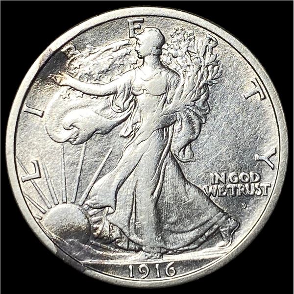 1916-D Silver Walking Liberty Half Dollar NEARLY UNCIRCULATED
