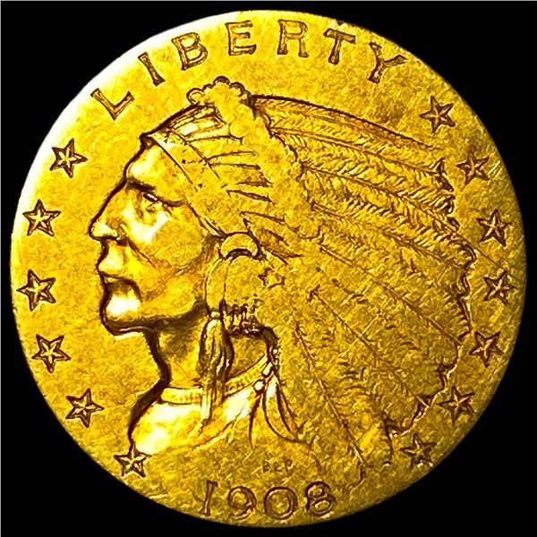 1908 Indian Head $2.5 Gold Quarter Eagle NEARLY UNCIRCULATED