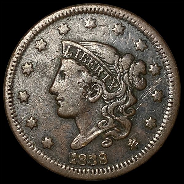 1838 Braided Hair Large Cent NEARLY UNCIRCULATED