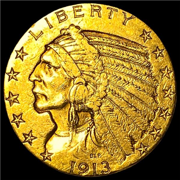 1913-S Gold $5 Indian Head Half Eagle CLOSELY UNCIRCULATED