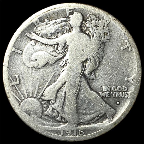 1916-S Silver Walking Liberty Half Dollar NICELY CIRCULATED