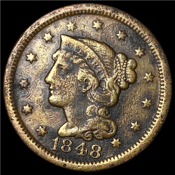 1848 Braided Hair Large Cent LIGHTLY CIRCULATED