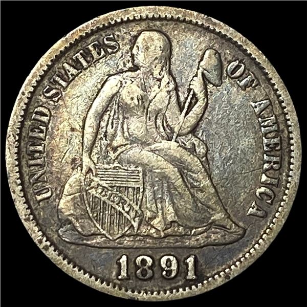 1891 Silver Seated Liberty Dime NEARLY UNCIRCULATED