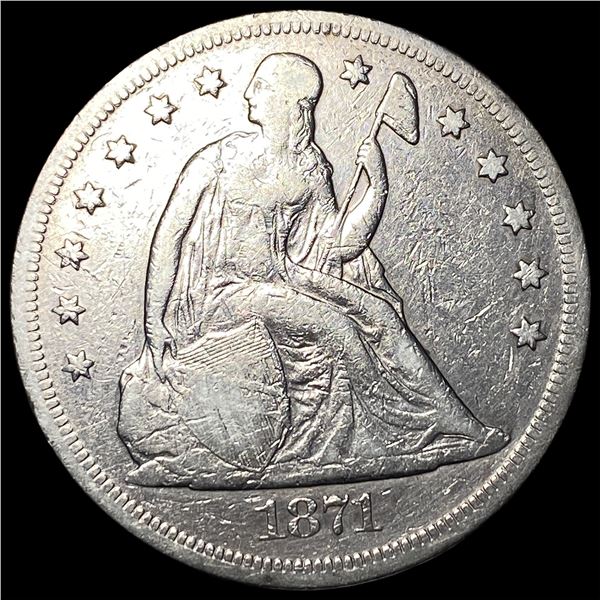 1871 Silver Seated Liberty Dollar ABOUT UNCIRCULATED