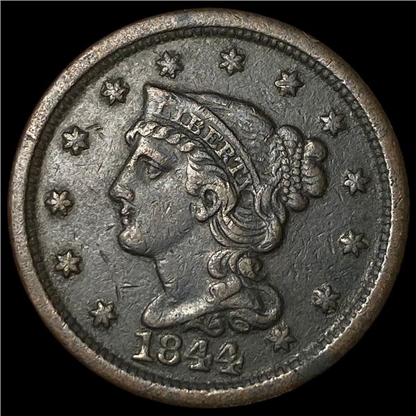 1844 Braided Hair Large Cent NEARLY UNCIRCULATED