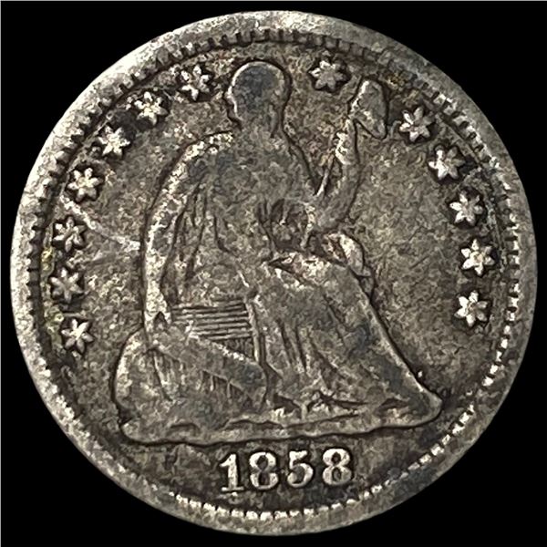 1858-O Silver Seated Liberty Half Dime LIGHTLY CIRCULATED