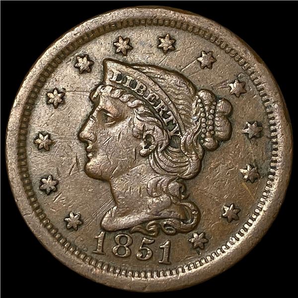 1851 Braided Hair Large Cent NEARLY UNCIRCULATED