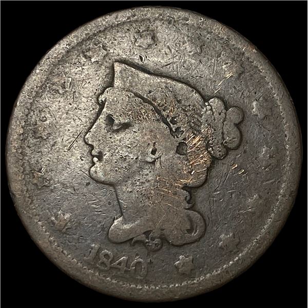 1840 Braided Hair Large Cent NICELY CIRCULATED