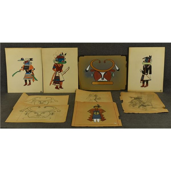 NATIVE AMERICAN SKETCHES AND PAINTINGS