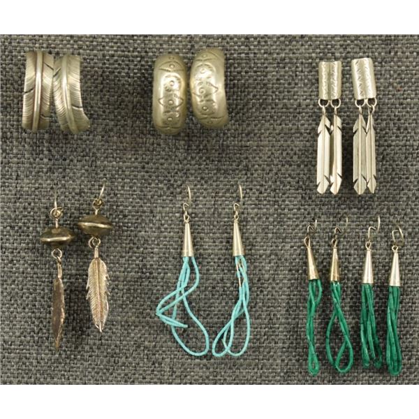 SEVEN PAIRS OF NATIVE AMERICAN EARRINGS